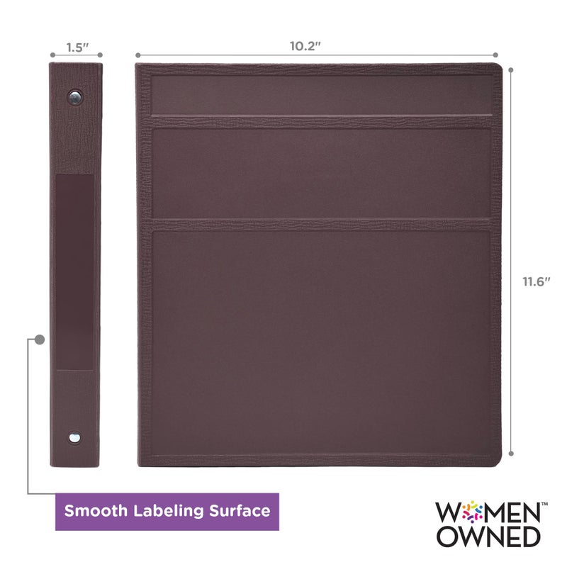 Carstens 1-Inch Heavy Duty 3-Ring Binder - Side Opening, Plum, Durable Plastic, Precision No-Gap Rings, Waterproof Cover, No Pockets, Holds 125 US Letter Sheets, BPA-Free, Made in USA (8712-3R) - Image 3